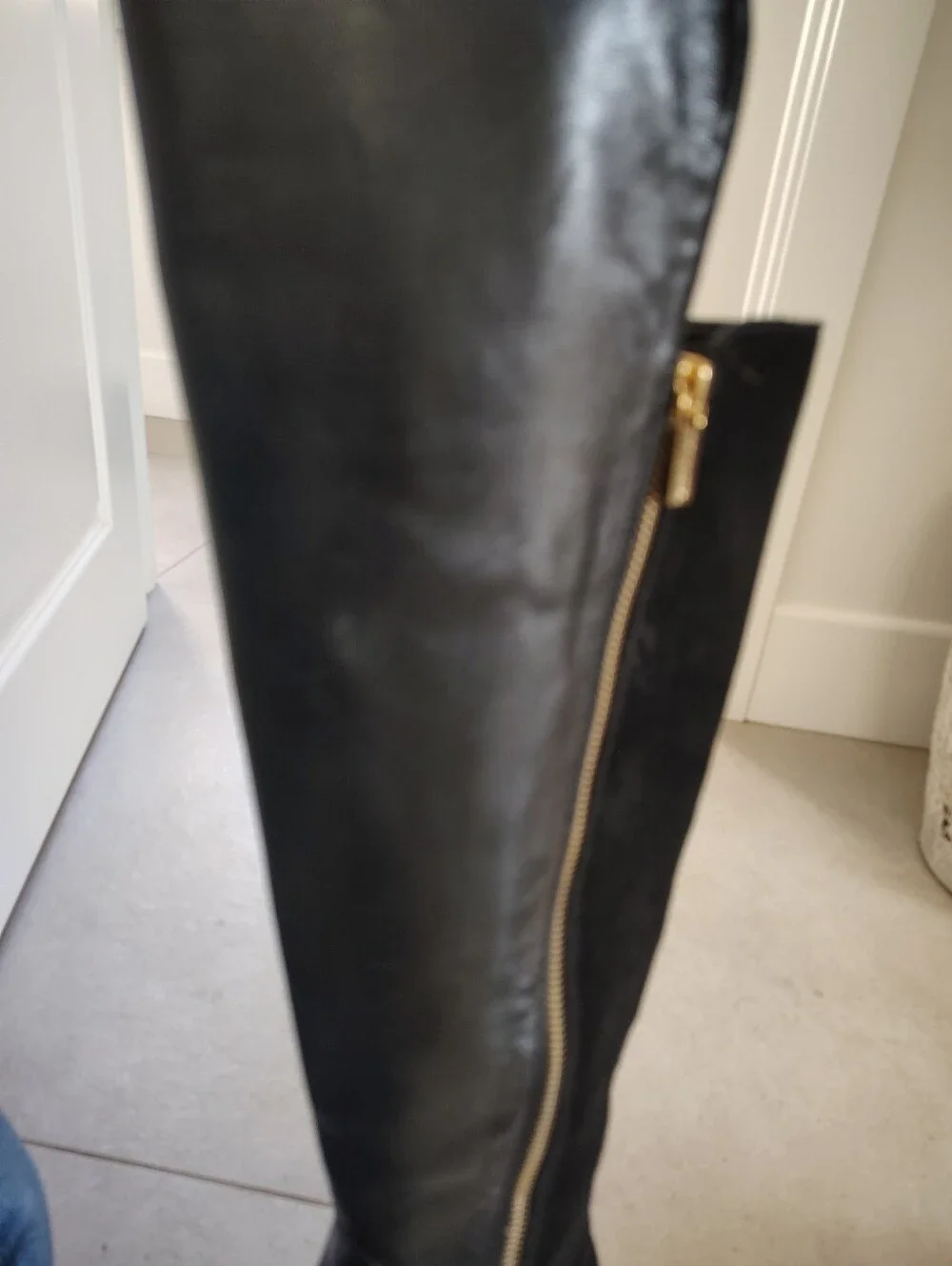 Michael Kors Black Over-the-Knee Boots with Gold Zipper